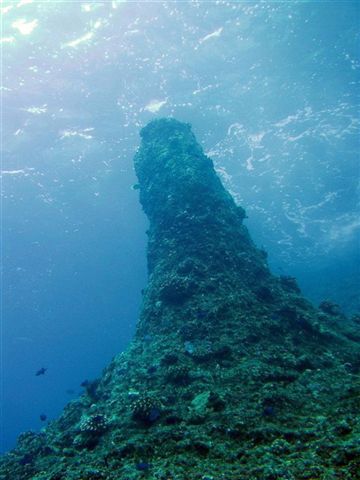 A shallow pinnacle near the Blue Hole