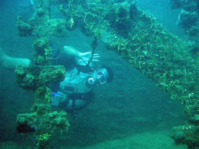 Chris at the WW I German ship Cormoran