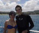 Alfe, from Germany, with his wife aboard the boat