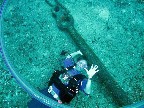 Chris making a giant bubble ring at the Crevice anchor